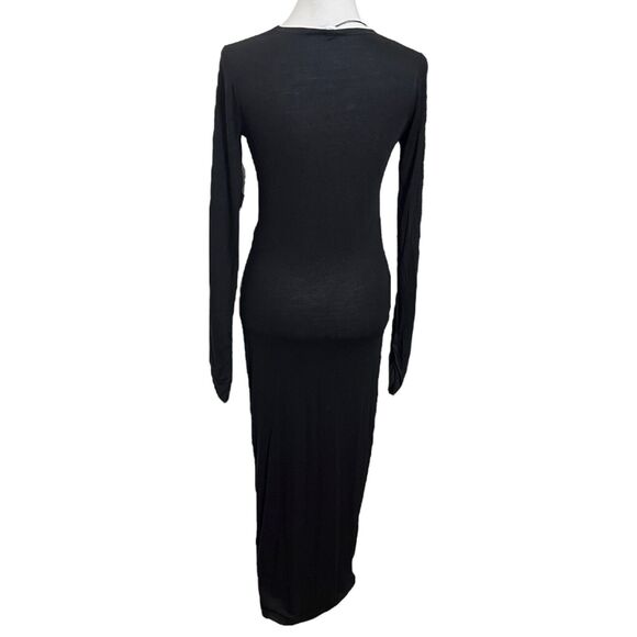 Ninety Percent NWT Hyachinth Midi Dress Women’s Small Black Ruched Long Sleeve - Picture 7 of 12